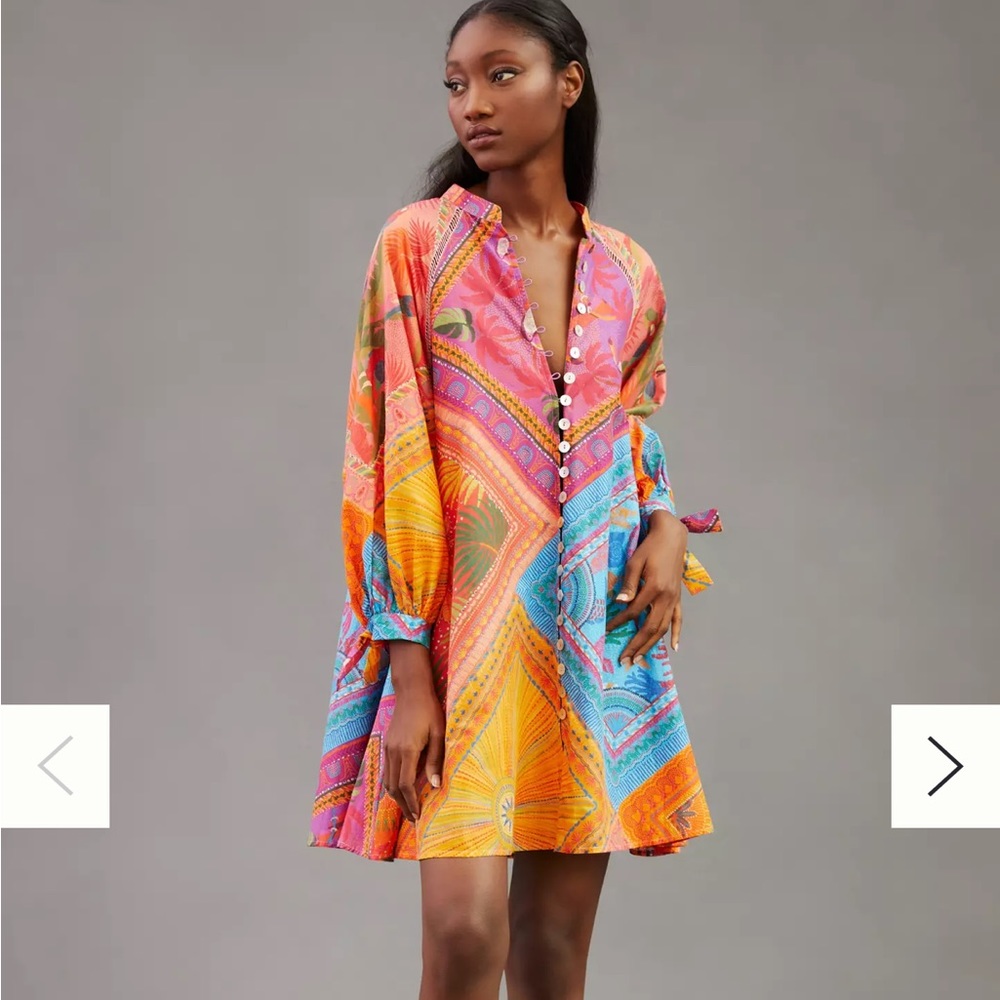 Farm Rio Mixed Scarves Mini Dress